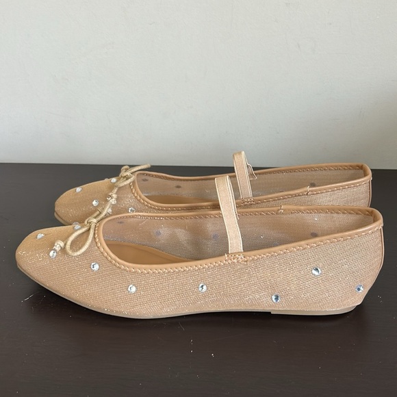 Lulus Miliah Light Nude Mesh Rhinestone Ballet Flats Sz 10 NEW - Picture 5 of 10